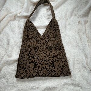 Elegant Brown Floral Tote Bag